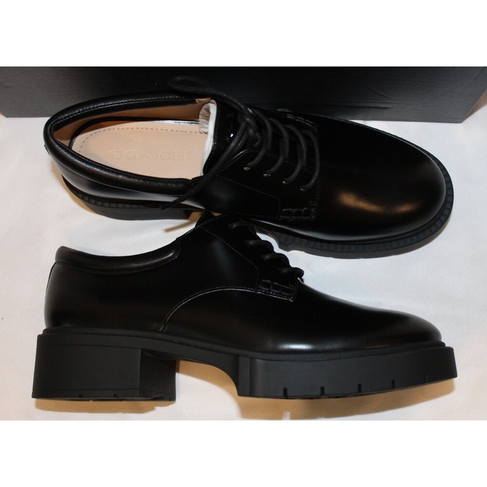 Coach Women's Lyla Platform Leather Oxfords Black Leather NIB‎ - Picture 8 of 9